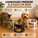 Comedouro Premium Elevado em Inox para Cães e Gatos