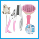 KIT 4 Pçs para Pets: Escova Removedora Tira Pelos de Cães E Gatos +Pente de Pulgas+Cortador de Unhas+Lixa de Unha PET-01