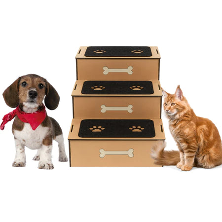 Escada para Pet 3 Degraus MDF – Segurança e Conforto para Cães e Gatos
