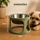 Comedouro Elevado Pet Inox Cachorro Gato Bebedouro Tigela Ração Água Antivômito Premium